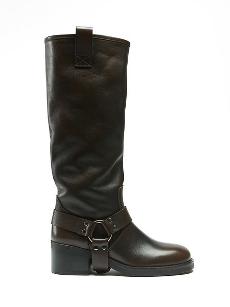 Frank Daniel Skórzane kozaki w kolorze brązowym rozmiar: 41. Brązowe kozaki Frank Daniel, na zimę, bez wzorów, bez obcasa, bez zapięcia. Za 676.04 zł.