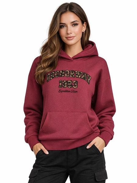 Geographical Norway Bluza "Gaphir" w kolorze bordowym rozmiar: M. Czerwone bluzy Geographical Norway, m, bez wzorów, z bawełny, bez ramiączek, z kapturem. Za 105.38 zł.