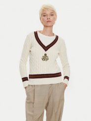 LAUREN RALPH LAUREN Sweter 200951624002 Écru Regular Fit. Swetry Lauren Ralph Lauren, xl, bez wzorów, z bawełny, bez ramiączek. Za 899.99 zł.