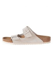 Birkenstock Skórzane klapki "Arizona" w kolorze szarobrązowym rozmiar: 46. Brązowe klapki Birkenstock, bez wzorów, ze skóry, klasyczne, z otwartym noskiem, bez obcasa, bez zapięcia. Za 374.95 zł.