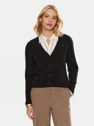 Tommy Hilfiger Kardigan WW0WW43092 Czarny Regular Fit. Czarne swetry Tommy Hilfiger, s, bez wzorów, z wełny, bez ramiączek. Za 339.99 zł.
