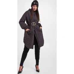 Płaszcz TWINSET. Czarne płaszcze Twinset Milano, bez wzorów, z kapturem. Za 1,349.00 zł.