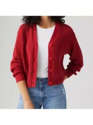 Levi's Kardigan w kolorze czerwonym rozmiar: M. Czerwone swetry Levi's, m, bez wzorów, bez ramiączek. Za 110.45 zł.