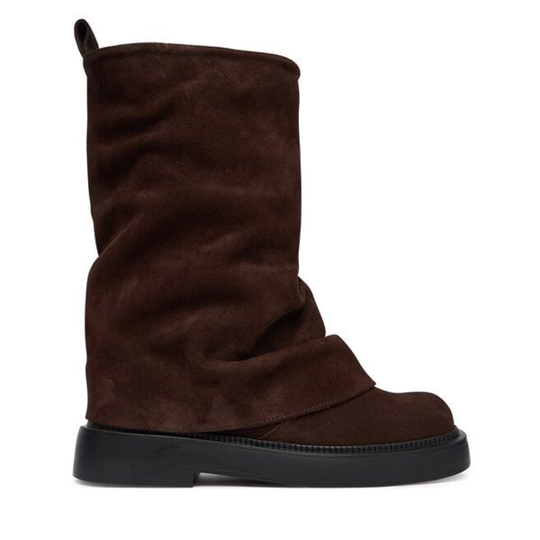 Botki Bronx. Brązowe botki Bronx, bez wzorów, bez obcasa, na płaskiej podeszwie, bez zapięcia. Za 799.99 zł.