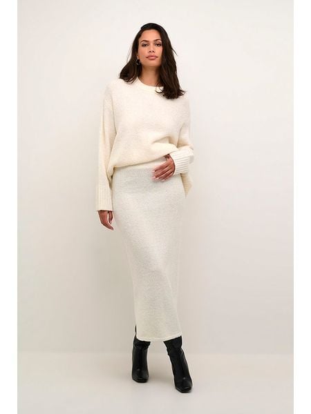 Kaffe Spódnica dzianinowa w kolorze kremowym rozmiar: XL. Brązowe spódnice Kaffe, xl, bez wzorów, z dzianiny, maxi. Za 109.52 zł.