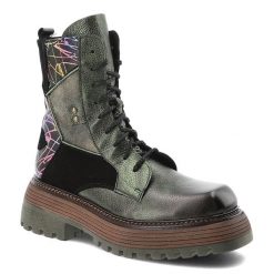 Botki damskie Maciejka, trzewiki na masywnej podeszwie skórzane we wzory z okrągłym noskiem za kostkę, zielone, 07104-09-00-8. Zielone botki Maciejka, bez wzorów, z jeansu, casualowe, z okrągłym noskiem, za kostkę, bez obcasa, bez zapięcia. Za 529.00 zł.