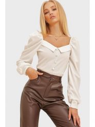 Trend Alaçatı Stili Bluzka w kolorze kremowym rozmiar: XL. Brązowe bluzki Trend Alaçatı Stili, xl, bez wzorów, bez kołnierzyka, bez ramiączek. Za 83.03 zł.