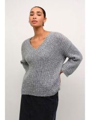 Kaffe Sweter w kolorze szarym rozmiar: XL. Szare swetry Kaffe, xl, bez wzorów, ze splotem, bez ramiączek. Za 118.84 zł.