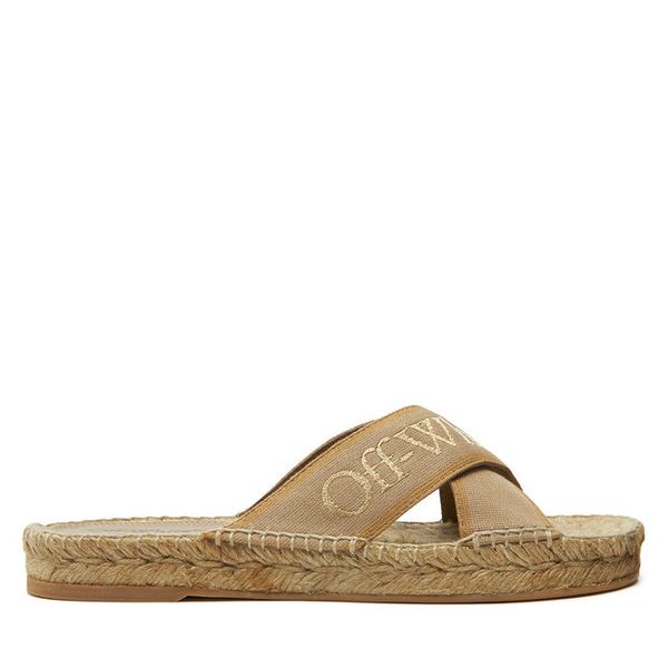 Klapki Off-White. Brązowe klapki OFF-WHITE, bez wzorów, bez obcasa, bez zapięcia. Za 619.99 zł.