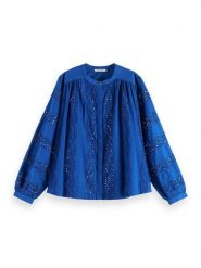 Scotch & Soda Bluzka w kolorze niebieskim rozmiar: 34. Niebieskie bluzki Scotch & Soda, bez wzorów, z bawełny, bez kołnierzyka, bez ramiączek. Za 154.07 zł.