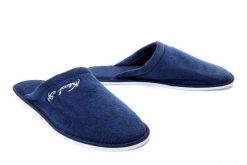 METEOR 042 FROTTE IZABELA ciemnoniebieski, kapcie/klapki damskie. Niebieskie kapcie Meteor, bez wzorów. Za 38.99 zł.