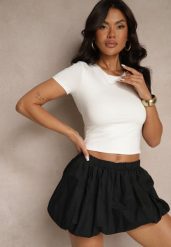 Biały T-shirt Cropped z Wiskozą Efranessa. Białe t-shirty Renee, l, z aplikacjami, z wiskozy, eleganckie, bez kołnierzyka, bez ramiączek. W wyprzedaży za 67.99 zł.