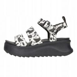 HeyDude Damskie Sandały Delray Buckle Animal. Białe sandały Hey dude, bez wzorów, z materiału, bez obcasa, bez zapięcia. Za 219.00 zł.