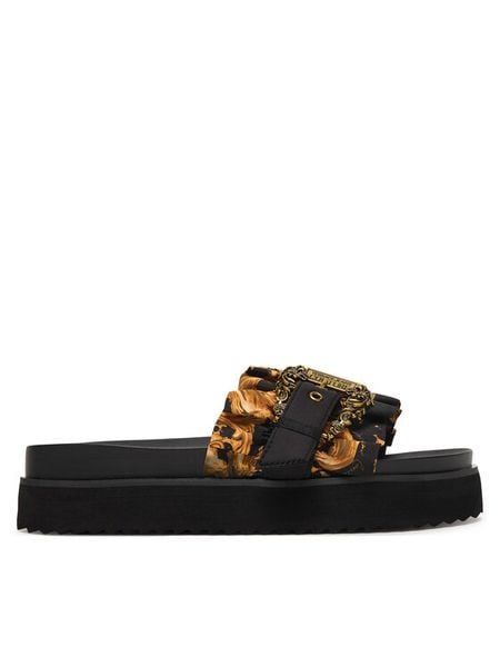 Versace Jeans Couture Klapki 80VA3SM5 ZS175 G89 Czarny. Czarne klapki Versace Jeans Couture, bez wzorów, z jeansu, bez obcasa, bez zapięcia. Za 594.99 zł.