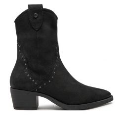 Kowbojki Caprice. Czarne botki Caprice, bez wzorów, bez obcasa, na słupku, bez zapięcia. Za 249.99 zł.
