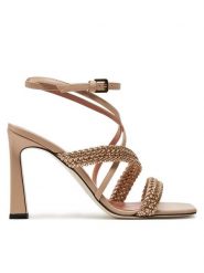 Pollini Sandały SA16449C0ITW190A Beżowy. Brązowe sandały Pollini, bez wzorów, ze skóry, bez obcasa, na słupku, bez zapięcia. Za 1,119.00 zł.