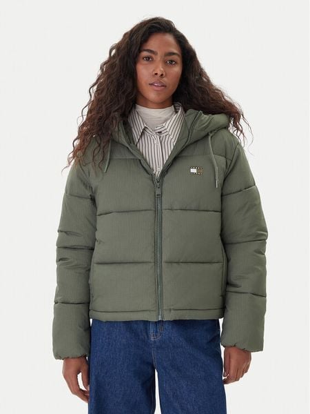 Tommy Jeans Kurtka zimowa DW0DW21625 Zielony Regular Fit. Zielone kurtki Tommy Jeans, na zimę, l, bez wzorów, z jeansu, bez kaptura. Za 999.99 zł.