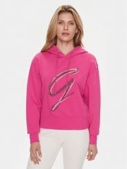 Guess Bluza W3BQ10 KBKM0 Różowy Regular Fit. Czerwone bluzy Guess, xl, z aplikacjami, z bawełny, bez kaptura. Za 259.99 zł.