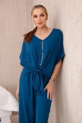 Komplet bluzki ze spodniami morski. Zielone bluzki KESI, l, bez wzorów, z dresówki, biznesowe, bez kołnierzyka, plus size, bez ramiączek. Za 229.98 zł.