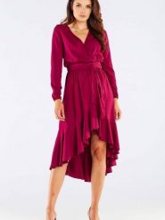 Sukienka Model A456 Bordo - awama. Sukienki Awama, l, bez wzorów, z elastanu, eleganckie, bez kołnierzyka, plus size, bez ramiączek, kopertowe. Za 412.33 zł.