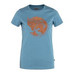Koszulka trekkingowa damska Fjällräven Arctic Fox. Niebieskie t-shirty sportowe Fjällräven, xs, bez wzorów, z bawełny, bez ramiączek, trekkingowe. Za 230.60 zł.