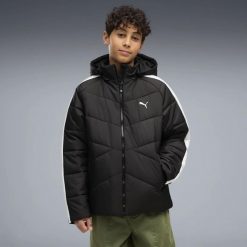 Młodzieżowa pikowana kurtka puchowa T7 z zamkiem PUMA. Czerwona kurtki Puma, m, bez wzorów, z dresówki, klasyczne, z kapturem. Za 429.00 zł.