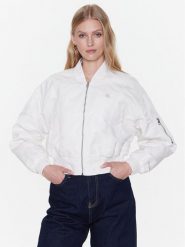 Calvin Klein Jeans Kurtka bomber J20J220343 Biały Relaxed Fit. Białe kurtki Calvin Klein Jeans, l, bez wzorów, z jeansu, bez kaptura. Za 689.99 zł.