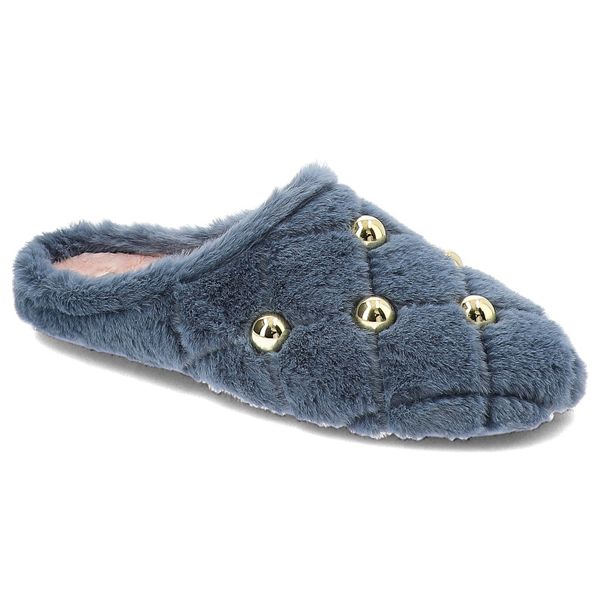 Granatowe Damskie Kapcie Z Futerkiem Macarena. Niebieskie kapcie Macarena, bez wzorów. Za 179.00 zł.