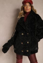 Czarna Dwurzędowa Kurtka Futerkowy Płaszcz z Dodatkowymi Rękawiczkami Hetirra. Czarne kurtki Renee, l, bez wzorów, z jeansu, eleganckie, bez kaptura. W wyprzedaży za 311.99 zł.