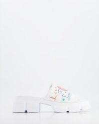 SPORTOWE KLAPKI G22921714 WHITE. Białe klapki Venezia, bez wzorów, ze skóry, sportowe, bez obcasa, bez zapięcia. Za 199.00 zł.