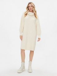 Tom Tailor Sukienka dzianinowa 1040038 Beżowy Regular Fit. Brązowe sukienki Tom Tailor, bez wzorów, z bawełny, bez kołnierzyka, bez ramiączek. Za 469.99 zł.