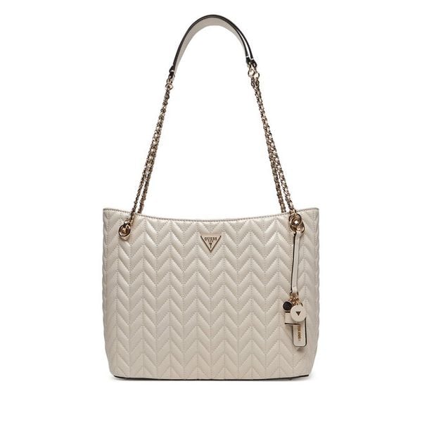 Torebka Guess. Białe shopper bag Guess, z aplikacjami, bez dodatków. Za 474.99 zł.
