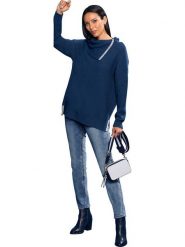 Heine Sweter w kolorze granatowym rozmiar: 44/46. Niebieskie swetry Heine, bez wzorów, bez ramiączek. Za 104.99 zł.