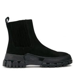 Sztyblety Weekend Max Mara. Czarne botki Weekend Max Mara, bez wzorów, bez obcasa, na płaskiej podeszwie, bez zapięcia. Za 1,589.00 zł.