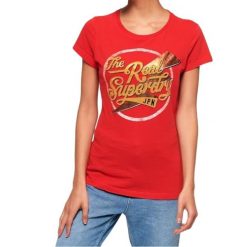 Koszulka turystyczna damska Superdry The Real Sparkle Entry. Czerwone t-shirty sportowe Superdry, xs, bez wzorów, z bawełny, bez ramiączek. Za 103.00 zł.