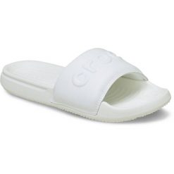 Damskie klapki Crocs Crocs All Day Slide W 211430-100. Białe klapki Crocs, bez wzorów, z materiału, z okrągłym noskiem, bez obcasa, bez zapięcia. Za 139.00 zł.