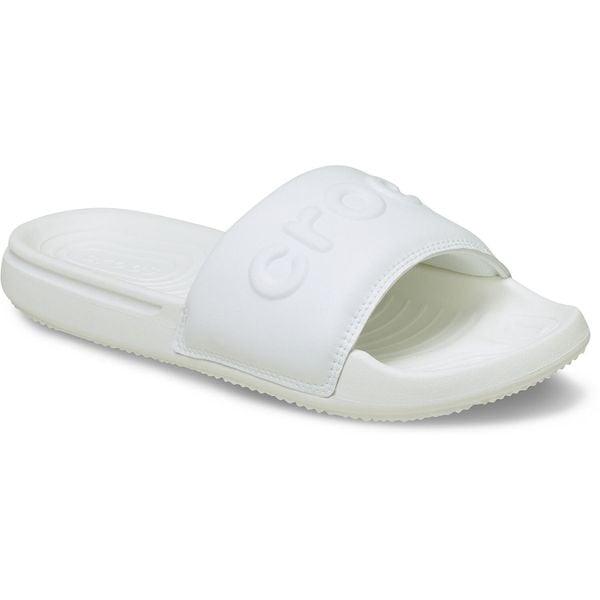 Damskie klapki Crocs Crocs All Day Slide W 211430-100. Białe klapki Crocs, bez wzorów, z materiału, z okrągłym noskiem, bez obcasa, bez zapięcia. Za 139.00 zł.
