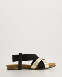 SANDAŁY DAMSKIE 665-F20 NERO-PLA. Sandały Venezia, bez wzorów, z materiału, bez obcasa, bez zapięcia. Za 169.00 zł.