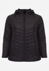 Czarna Lekka Kurtka Przejściowa z Pikowaniem i Odpinanym Kapturem Alissara. Czarne kurtki Born2be, plus size, bez wzorów, z jeansu, klasyczne. Za 129.99 zł.