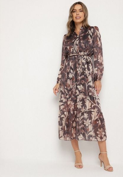 Szara Rozkloszowana Sukienka z Wiązanym Paskiem i Metaliczną Nicią Nalirina. Szare sukienki Born2be, na co dzień, l, z aplikacjami, z elastanu, eleganckie, bez kołnierzyka, bez ramiączek, maxi, proste. Za 129.99 zł.