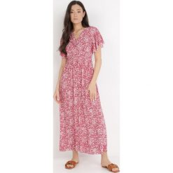 Czerwona Sukienka z Wiskozy Nikeusa. Czerwone sukienki Born2be, l, bez wzorów, z tkaniny, bez kołnierzyka, bez ramiączek, maxi, kopertowe. W wyprzedaży za 69.99 zł.