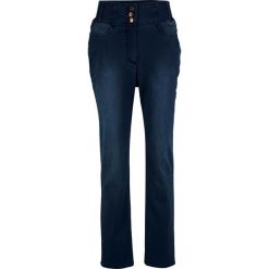 Dżinsy ze stretchem i przeszyciem cienkimi gumkami, wysoka talia bonprix ciemny denim. Jeansy marki bonprix. Za 139.99 zł.
