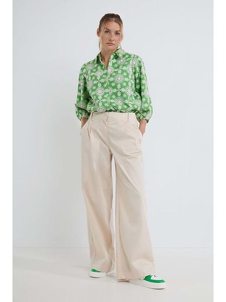 Josephine & Co Spodnie "Dave" w kolorze beżowym rozmiar: 44. Brązowe spodnie materiałowe Josephine & Co, bez wzorów, z materiału, z podwyższonym stanem. Za 170.47 zł.