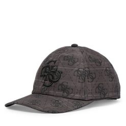 Czapka z daszkiem Guess. Czarne czapki z daszkiem Guess, z aplikacjami. Za 154.99 zł.