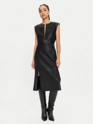 Bruuns Bazaar Sukienka skórzana Agathea BBW4183 Czarny Slim Fit. Czarne sukienki Bruuns Bazaar, bez wzorów, ze skóry, bez kołnierzyka, bez ramiączek. Za 1,739.00 zł.