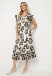 Czarna Koszulowa Sukienka z Wiskozą i Geometrycznym Wzorem Siledia. Czarne sukienki Born2be, na co dzień, l, bez wzorów, z jeansu, eleganckie, bez kołnierzyka, bez ramiączek, midi, koszulowe. Za 99.99 zł.