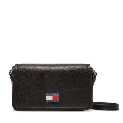 Torebka Tommy Jeans. Czarne listonoszki Tommy Jeans, bez wzorów, z jeansu, bez dodatków. Za 389.99 zł.