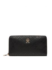 Tommy Hilfiger Duży Portfel Damski Th Distinct Lrg Za Mono AW0AW17258 Czarny. Czarne portfele Tommy Hilfiger, bez wzorów, ze skóry. Za 229.99 zł.