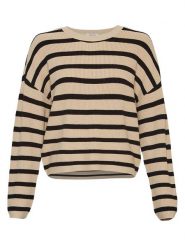 MOSS COPENHAGEN Sweter "Marthea Rachelle" w kolorze beżowo-czarnym rozmiar: L/XL. Brązowe swetry Moss Copenhagen, l, bez wzorów, z wiskozy, bez ramiączek. Za 118.84 zł.