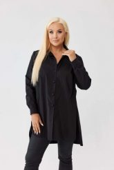Klasyczna czarna koszula Elena zapinana na guziki, asymetryczny krój PLUS SIZE XXL OVERSIZE JESIEŃ. Czarne koszule Moda Size Plus Iwanek, plus size, bez wzorów, z bawełny, biznesowe, z asymetrycznym kołnierzem, plus size, bez ramiączek. Za 199.90 zł.
